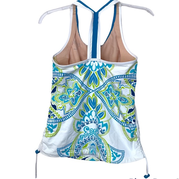 Athleta Truckee Tri Ready to Run Tankini Top White Paisley Women's Size S - Picture 3 of 9